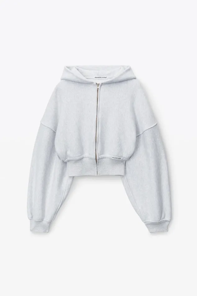 Alexander Wang Sweatshirts Women Cropped Zip Up Hoodie In Classic Cotton Terry