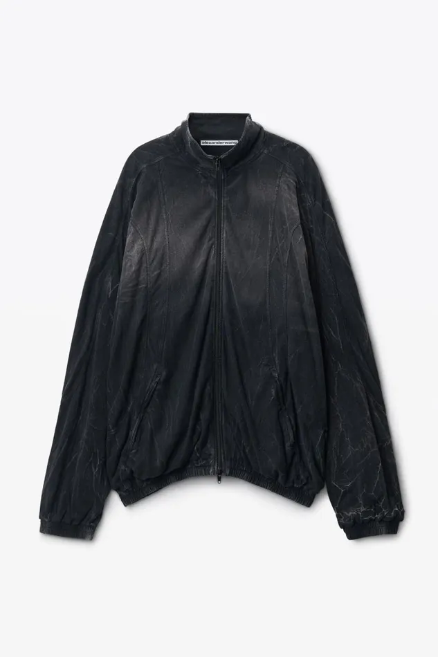 Alexander Wang UnisexWomenMen Creased Print Track Jacket In CottonHemp Jersey