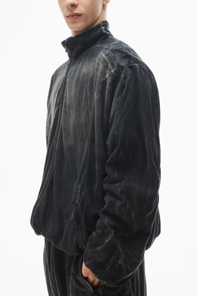 Alexander Wang UnisexWomenMen Creased Print Track Jacket In CottonHemp Jersey