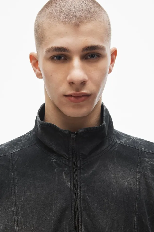 Alexander Wang UnisexWomenMen Creased Print Track Jacket In CottonHemp Jersey
