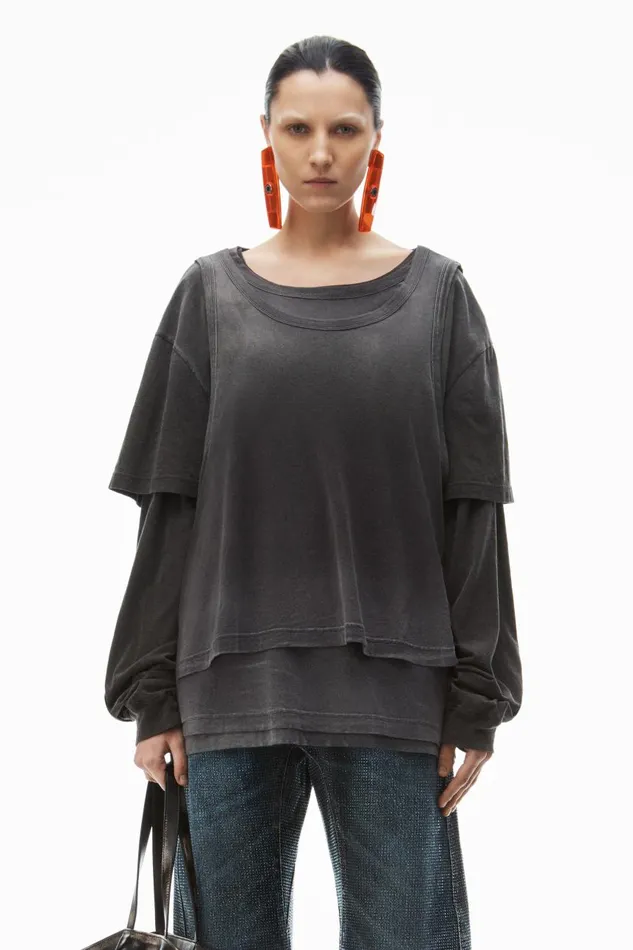 Alexander Wang UnisexWomenMen Oversize TripleLayer Tee In Cotton