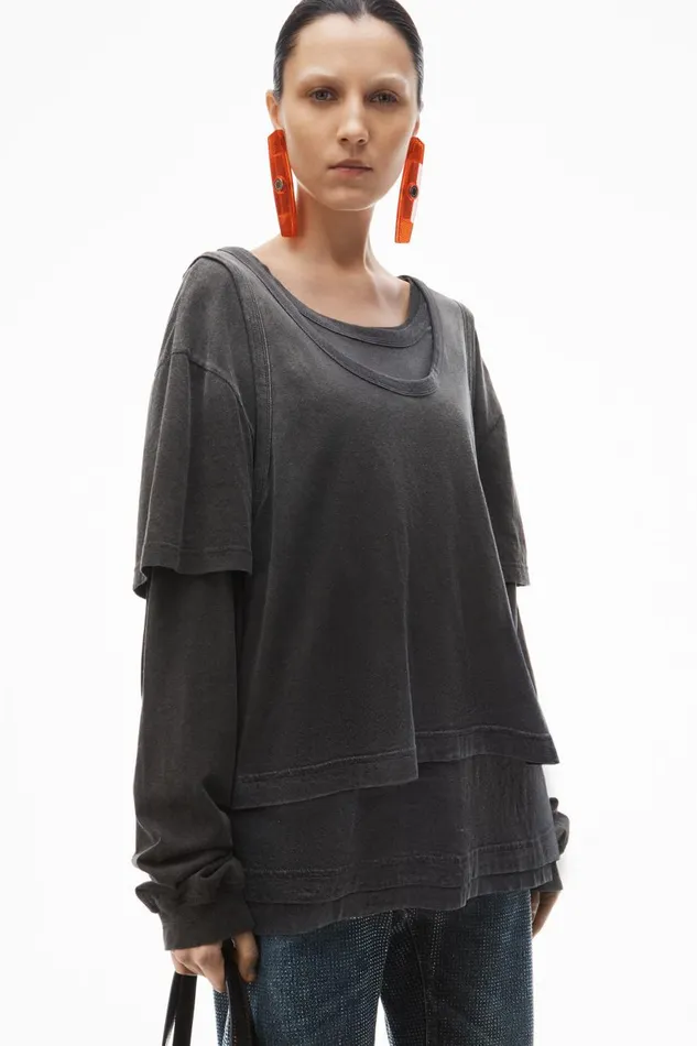 Alexander Wang UnisexWomenMen Oversize TripleLayer Tee In Cotton