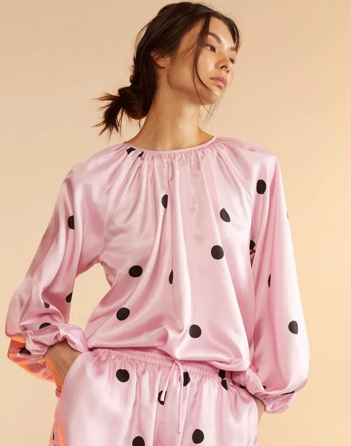 Alice Silk Blouse 8211 Blkpnk Women Cynthia Rowley Tops