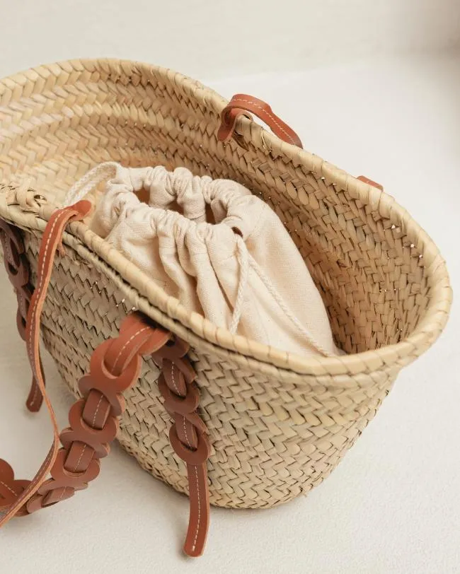 ALOHAS Bags Palmette 8211 Brown Leather Straw Bag 8211 Women