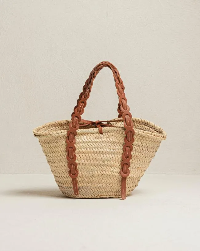 ALOHAS Bags Palmette 8211 Brown Leather Straw Bag 8211 Women