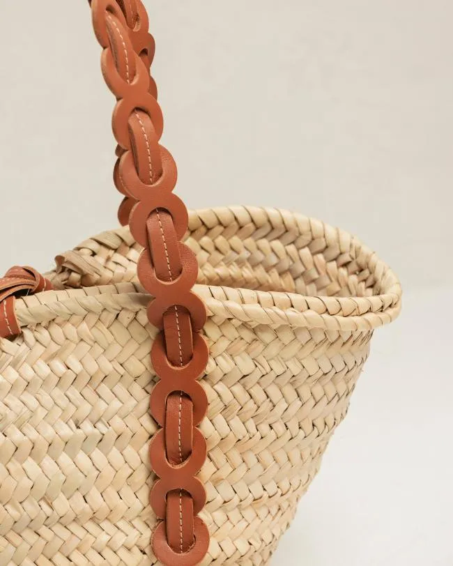 ALOHAS Bags Palmette 8211 Brown Leather Straw Bag 8211 Women
