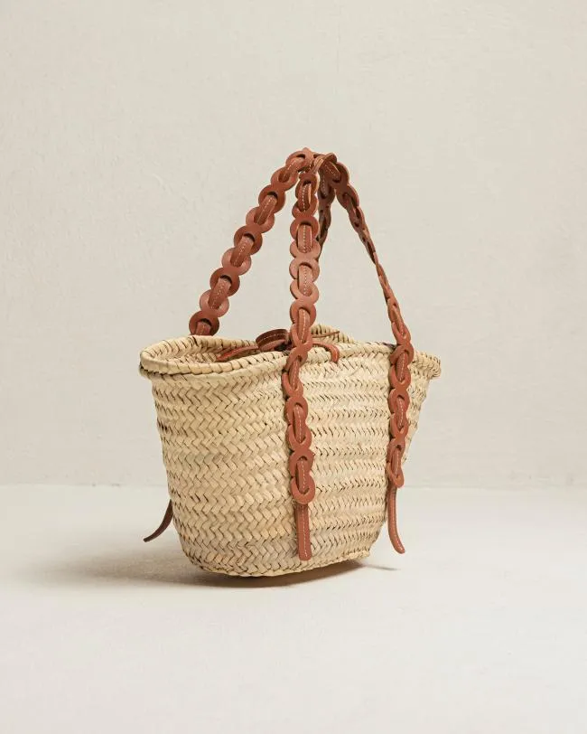 ALOHAS Bags Palmette 8211 Brown Leather Straw Bag 8211 Women