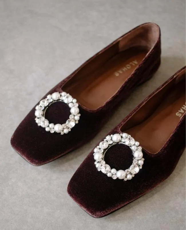 ALOHAS Ballet Flats Bella Crystal 8211 Brown Leather Flats 8211 Women