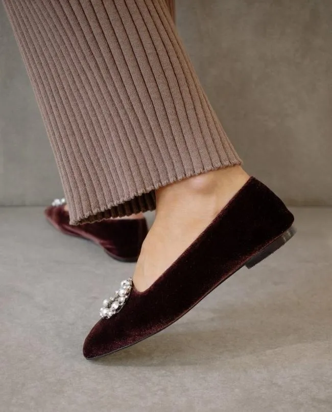 ALOHAS Ballet Flats Bella Crystal 8211 Brown Leather Flats 8211 Women