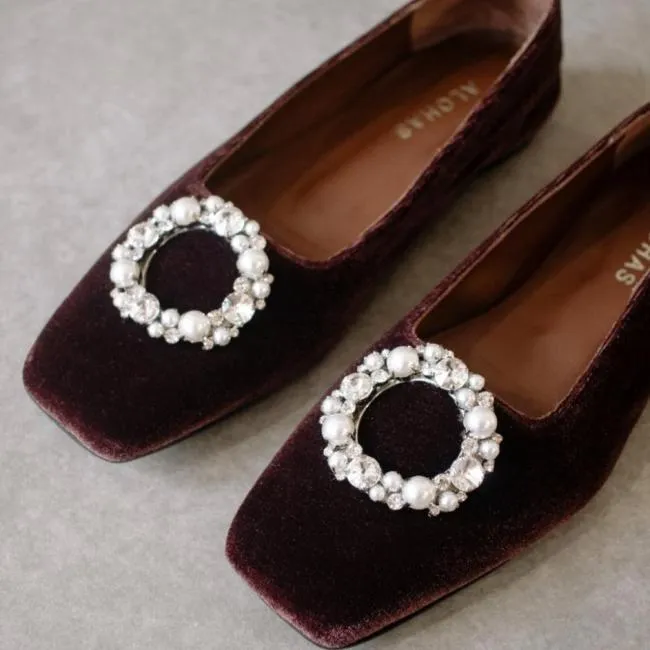 ALOHAS Ballet Flats Bella Crystal 8211 Brown Leather Flats 8211 Women