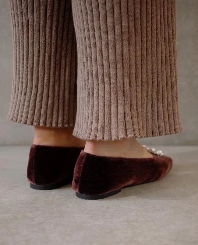 ALOHAS Ballet Flats Bella Crystal 8211 Brown Leather Flats 8211 Women