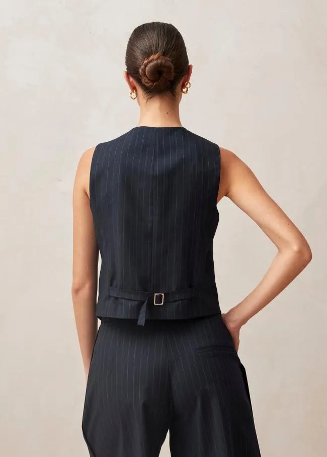 ALOHAS Blazers Poppy 8211 Navy Pinstripe Vest 8211 Women