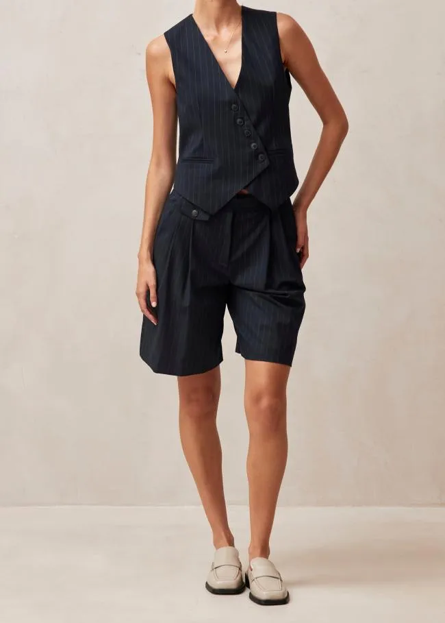 ALOHAS Blazers Poppy 8211 Navy Pinstripe Vest 8211 Women