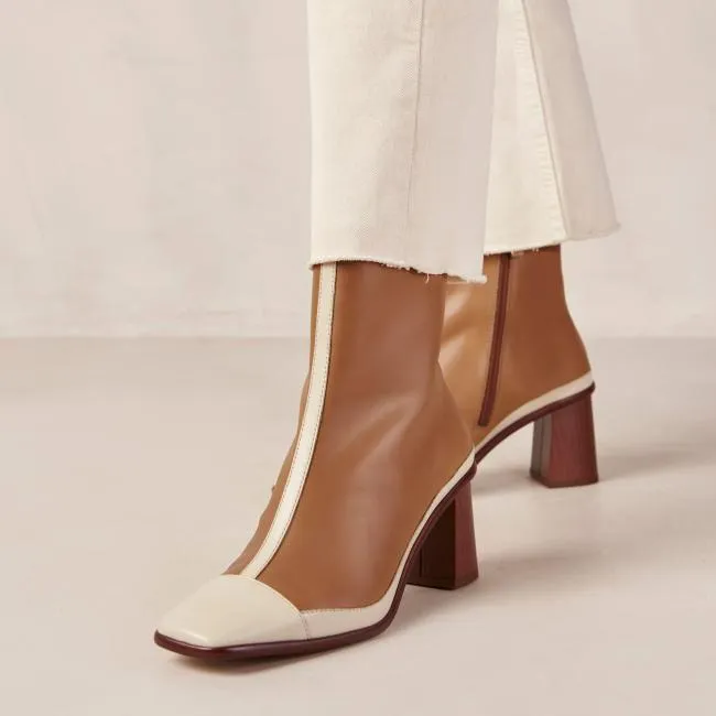 ALOHAS Boots West Retro 8211 Brown And Cream Leather Boots 8211 Women