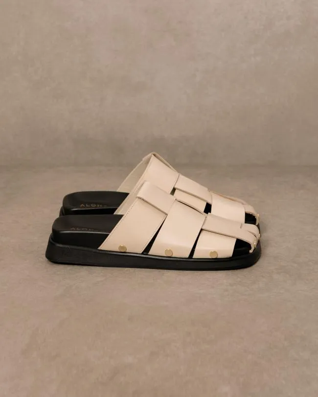 ALOHAS Clogs Stuart 8211 White Leather Mules 8211 Women