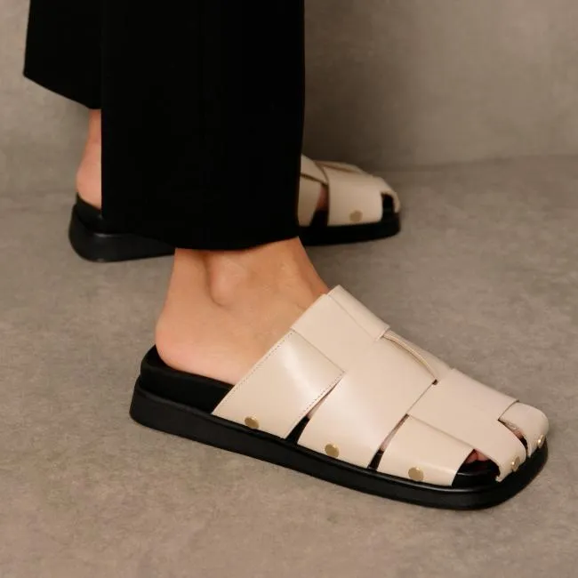 ALOHAS Clogs Stuart 8211 White Leather Mules 8211 Women