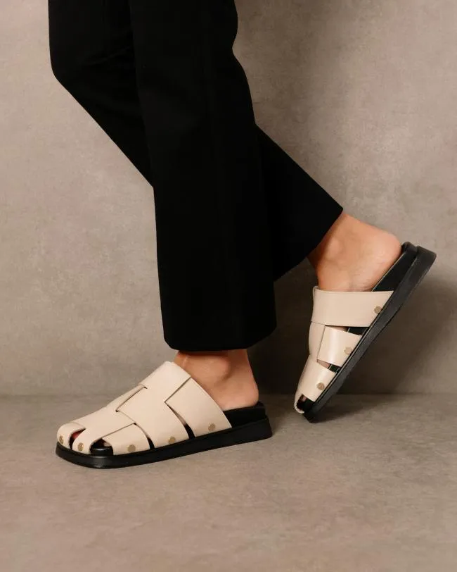 ALOHAS Clogs Stuart 8211 White Leather Mules 8211 Women
