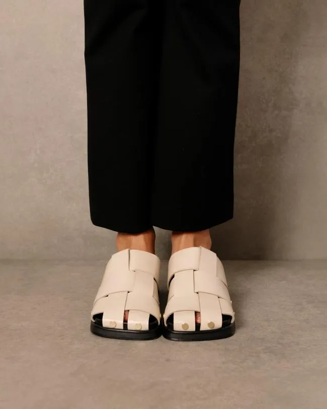 ALOHAS Clogs Stuart 8211 White Leather Mules 8211 Women