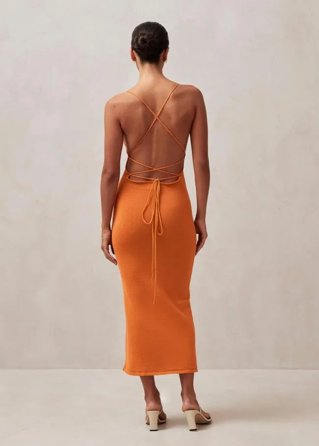 ALOHAS Dresses Delicate Strap 8211 Orange Knit Dress 8211 Women