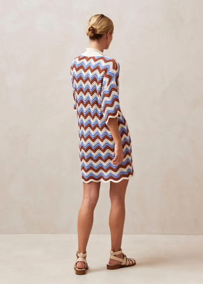 ALOHAS Dresses Palermo 8211 Blue and Brown Multicolor Knit Dress 8211 Women