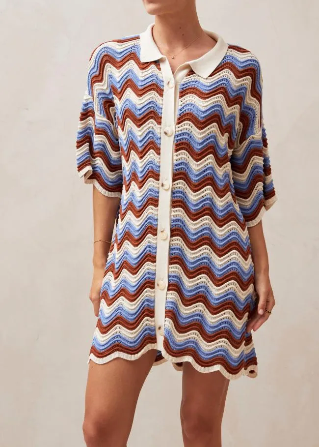 ALOHAS Dresses Palermo 8211 Blue and Brown Multicolor Knit Dress 8211 Women