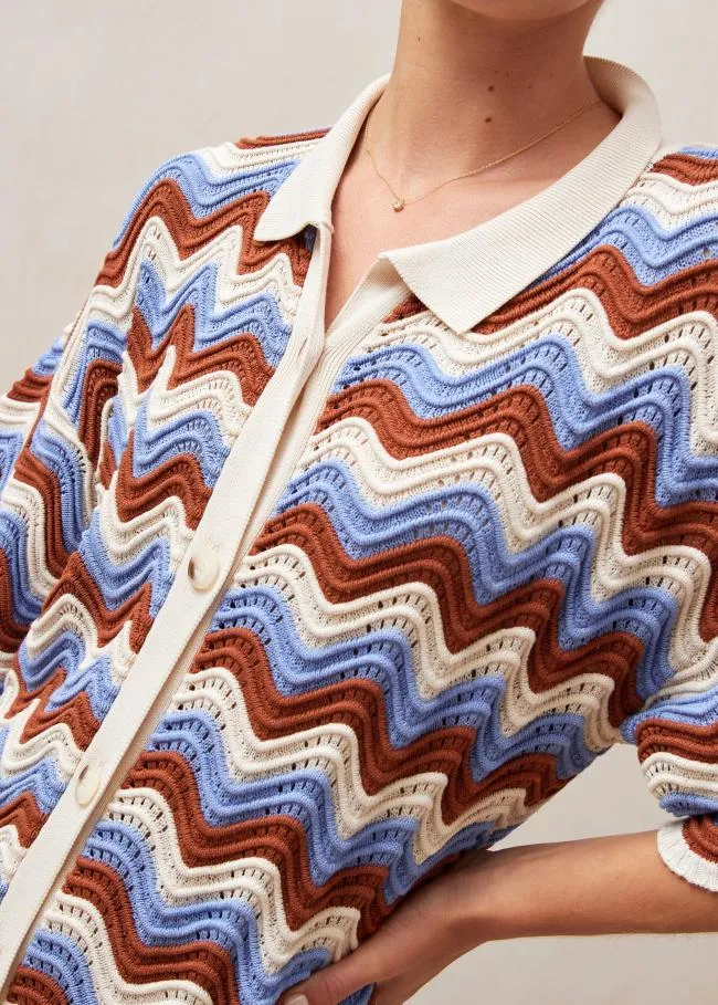 ALOHAS Dresses Palermo 8211 Blue and Brown Multicolor Knit Dress 8211 Women