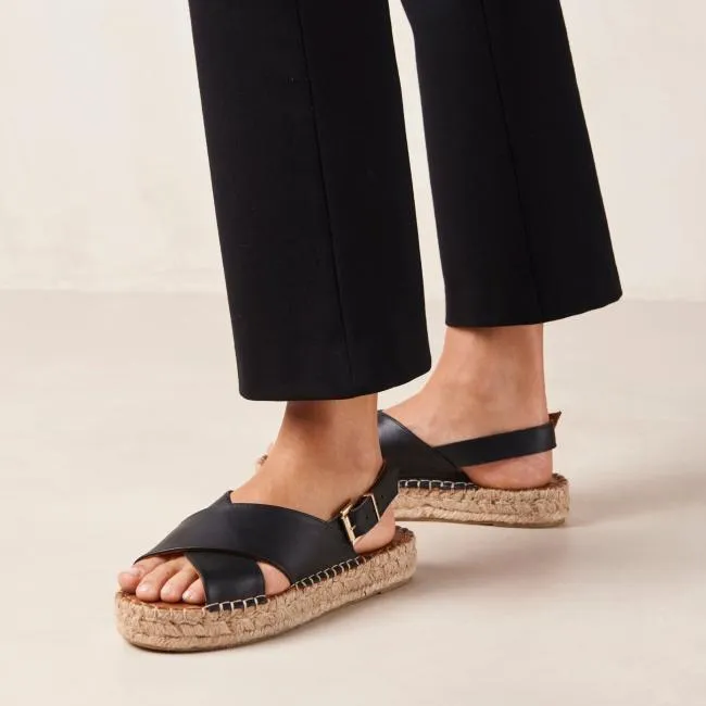 ALOHAS Espadrilles Crossed 8211 Black Leather Espadrilles 8211 Women