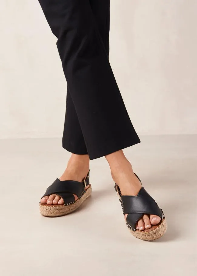 ALOHAS Espadrilles Crossed 8211 Black Leather Espadrilles 8211 Women