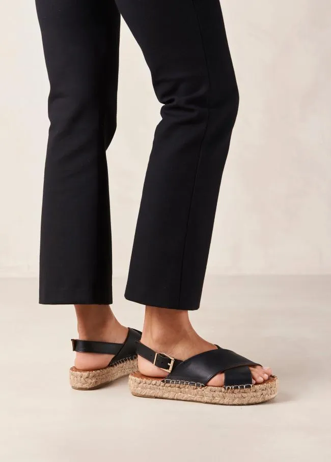ALOHAS Espadrilles Crossed 8211 Black Leather Espadrilles 8211 Women