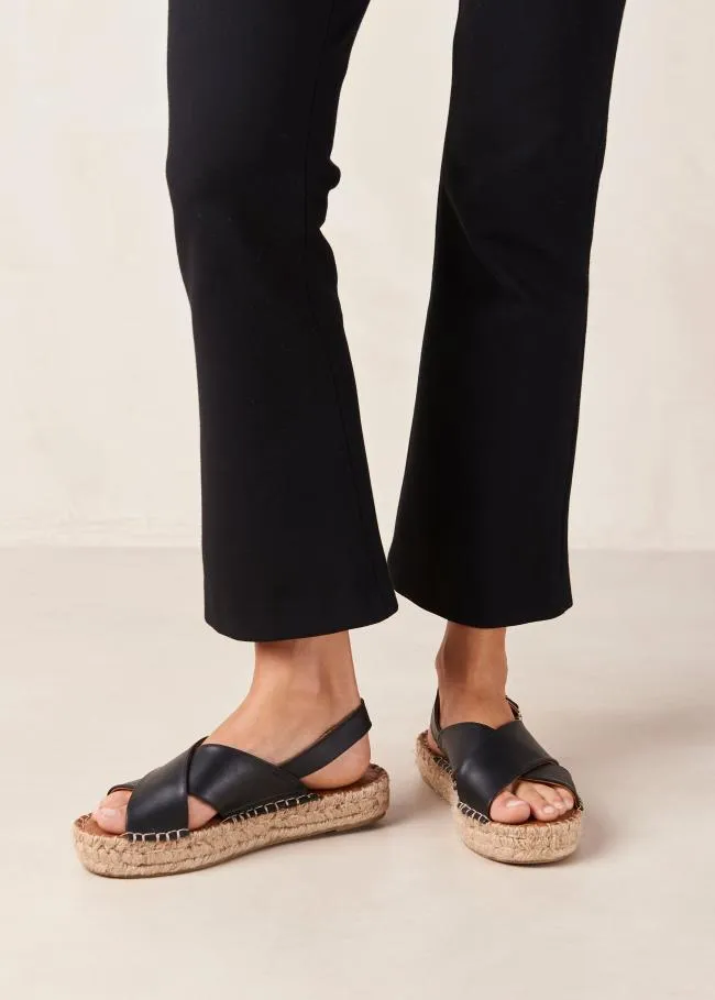 ALOHAS Espadrilles Crossed 8211 Black Leather Espadrilles 8211 Women