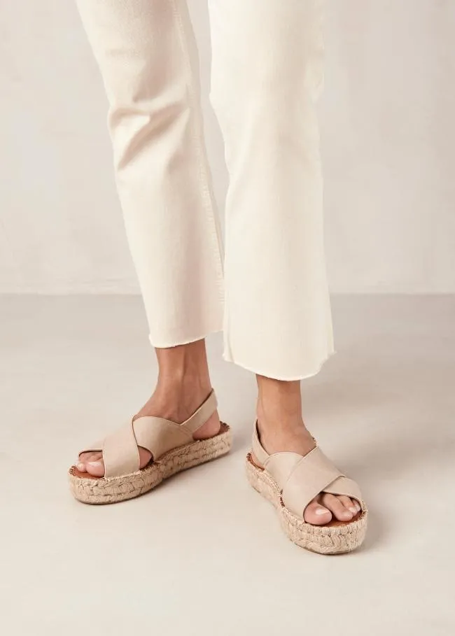 ALOHAS Espadrilles Crossed 8211 Cream Vegan Leather Espadrilles 8211 Women