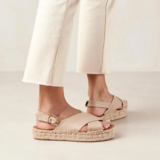 ALOHAS Espadrilles Crossed 8211 Cream Vegan Leather Espadrilles 8211 Women