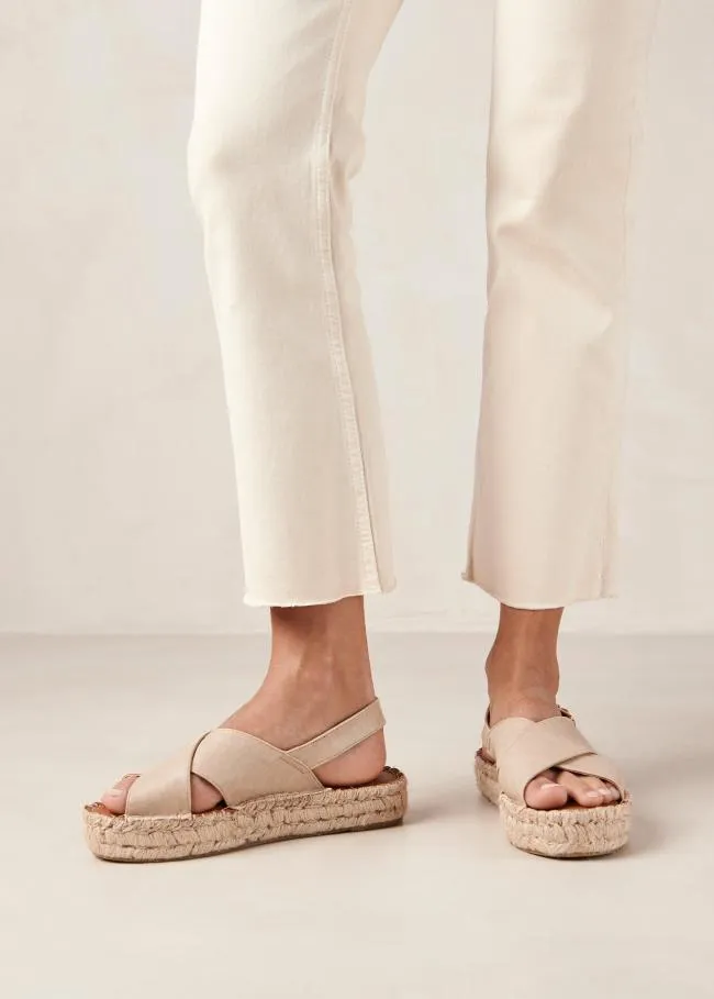 ALOHAS Espadrilles Crossed 8211 Cream Vegan Leather Espadrilles 8211 Women