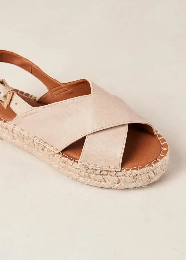 ALOHAS Espadrilles Crossed 8211 Cream Vegan Leather Espadrilles 8211 Women