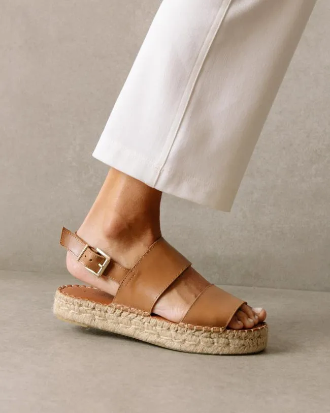 ALOHAS Espadrilles Double Strap 8211 Brown Leather Espadrilles 8211 Women