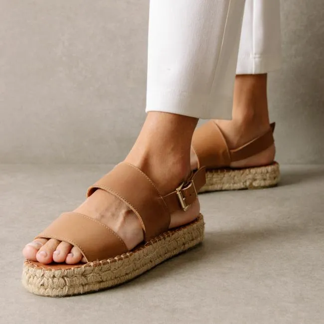 ALOHAS Espadrilles Double Strap 8211 Brown Leather Espadrilles 8211 Women