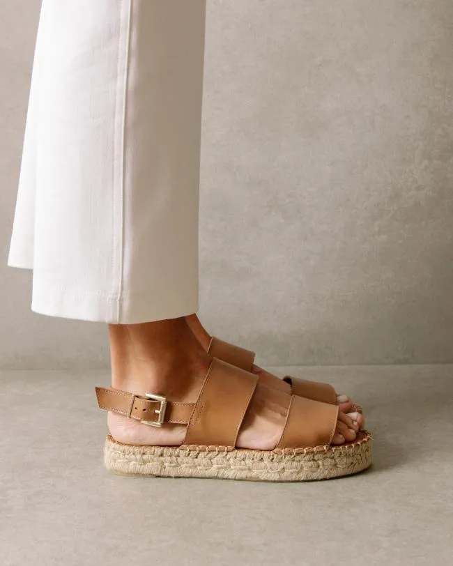 ALOHAS Espadrilles Double Strap 8211 Brown Leather Espadrilles 8211 Women