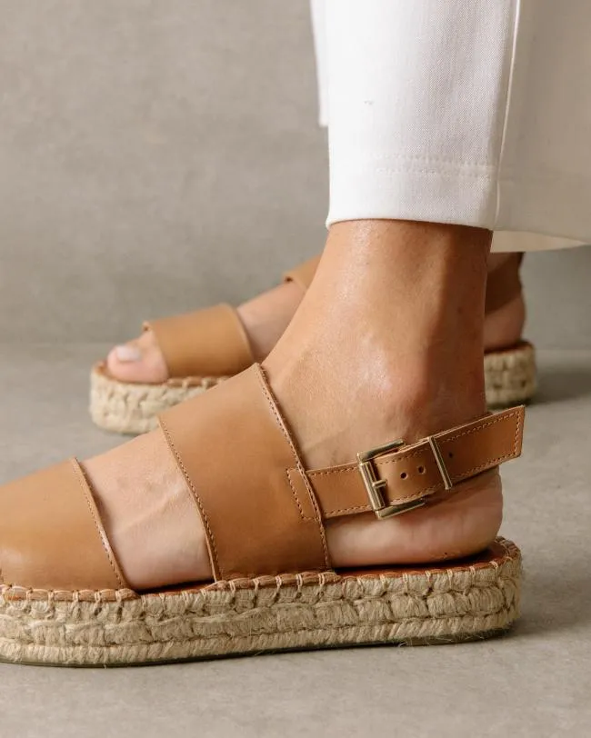 ALOHAS Espadrilles Double Strap 8211 Brown Leather Espadrilles 8211 Women