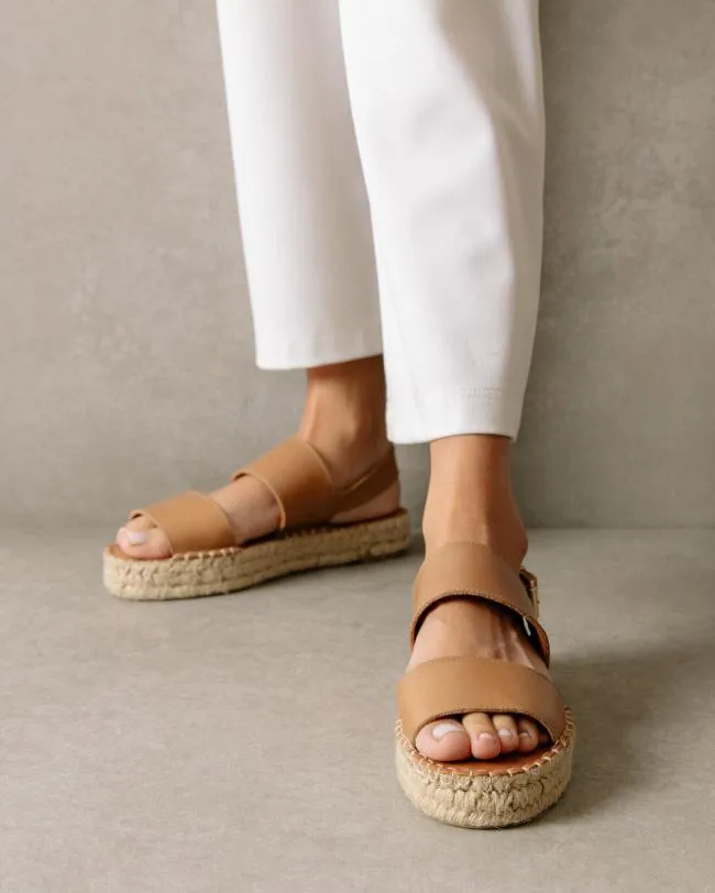 ALOHAS Espadrilles Double Strap 8211 Brown Leather Espadrilles 8211 Women