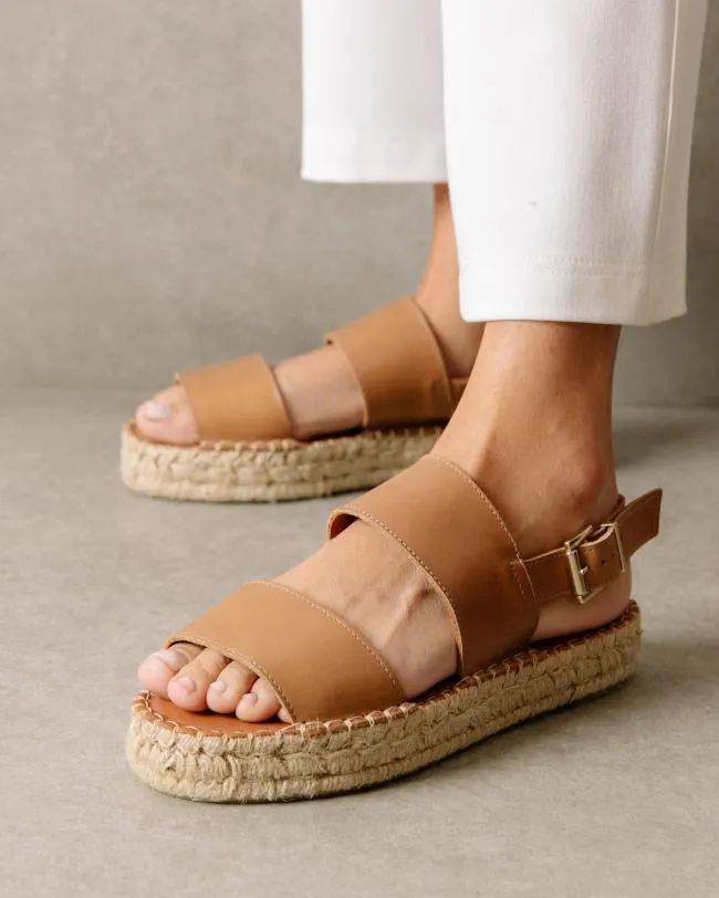 ALOHAS Espadrilles Double Strap 8211 Brown Leather Espadrilles 8211 Women