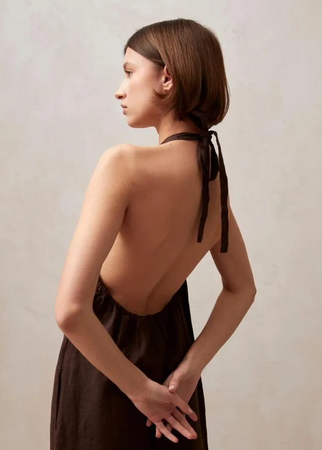 ALOHAS Jumpsuits Yona 8211 Brown Linen Jumpsuit 8211 Women