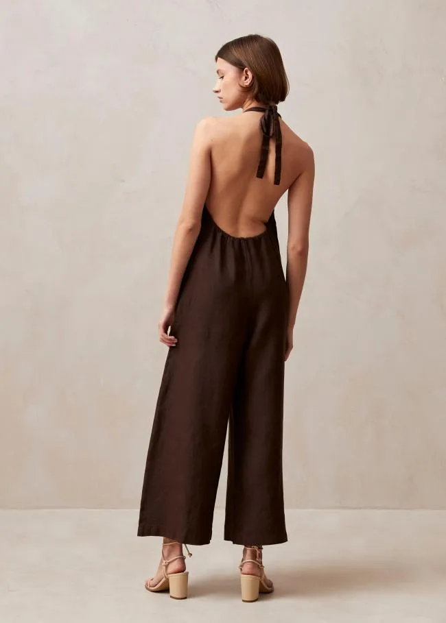 ALOHAS Jumpsuits Yona 8211 Brown Linen Jumpsuit 8211 Women