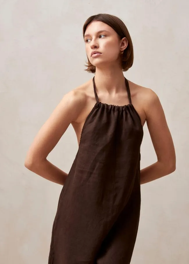 ALOHAS Jumpsuits Yona 8211 Brown Linen Jumpsuit 8211 Women