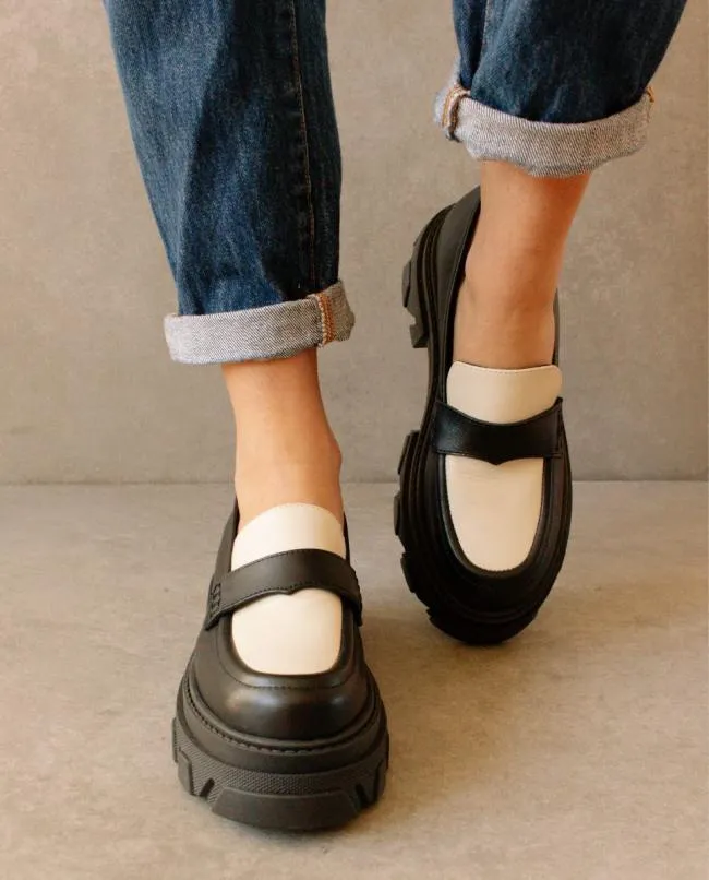 ALOHAS Loafers Trailblazer Bicolor 8211 Black And White Leather Loafers 8211 Women