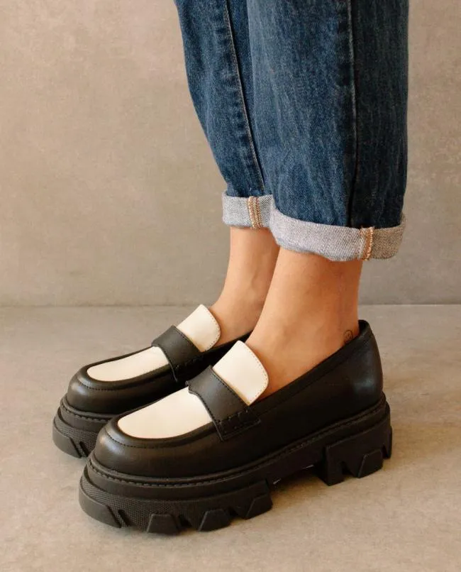 ALOHAS Loafers Trailblazer Bicolor 8211 Black And White Leather Loafers 8211 Women