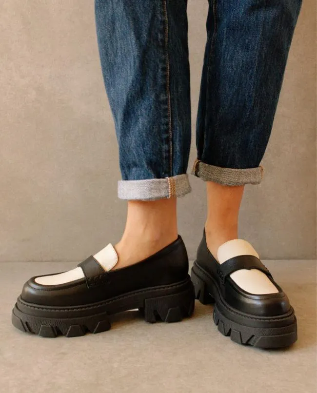 ALOHAS Loafers Trailblazer Bicolor 8211 Black And White Leather Loafers 8211 Women