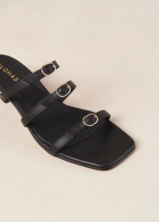 ALOHAS Mules Artefact 8211 Black Leather Sandals 8211 Women