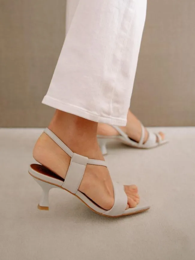ALOHAS Mules Asymmetric Straps 8211 White Leather Mules 8211 Women