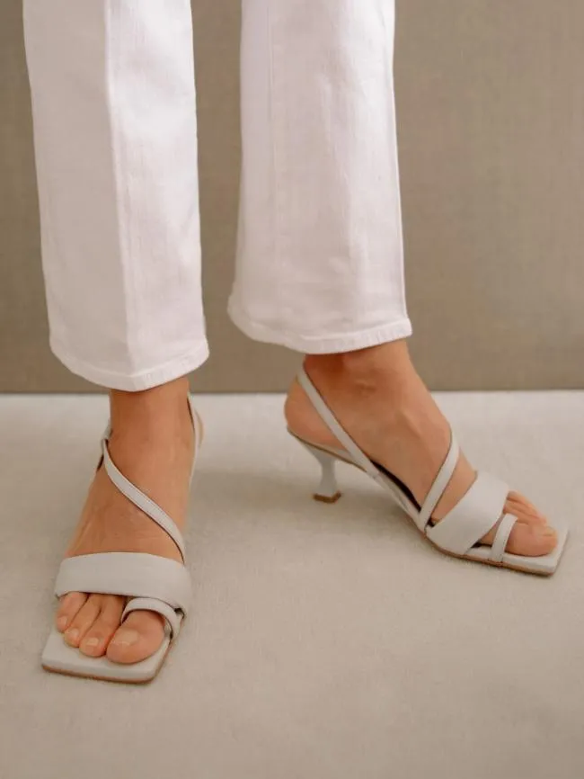 ALOHAS Mules Asymmetric Straps 8211 White Leather Mules 8211 Women
