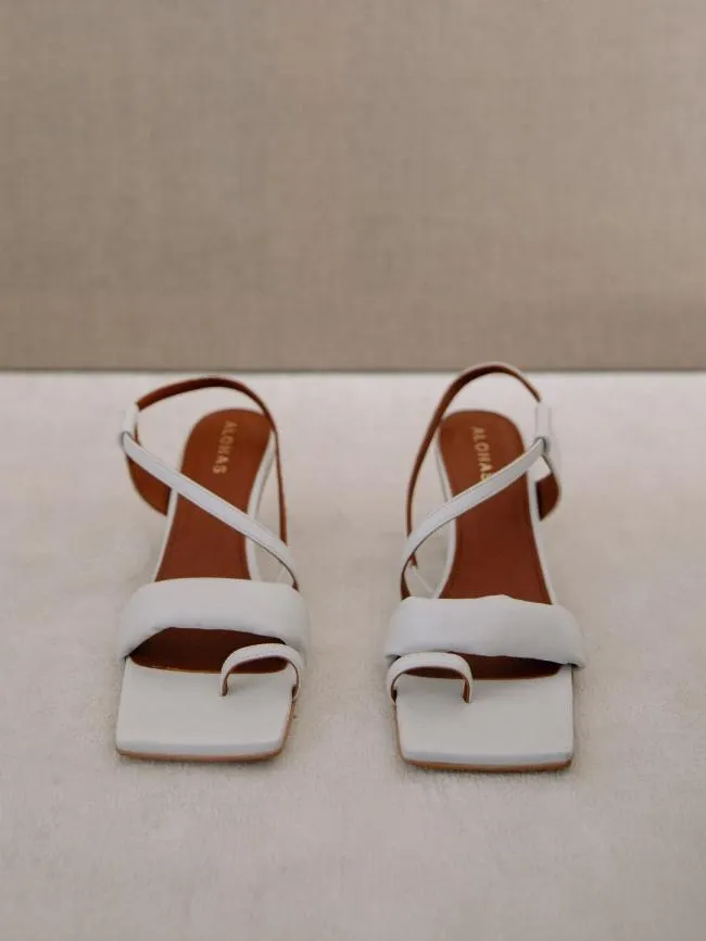 ALOHAS Mules Asymmetric Straps 8211 White Leather Mules 8211 Women